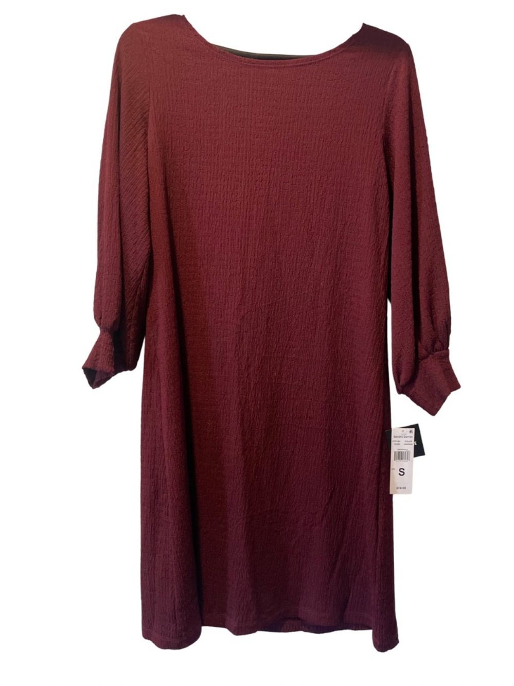 Long Sleeve Burgundy Shift Dress NWT